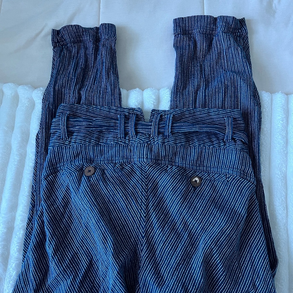Free People Rumors Striped Blue Paperbag Harlem Waist Pants - Picture 8 of 8